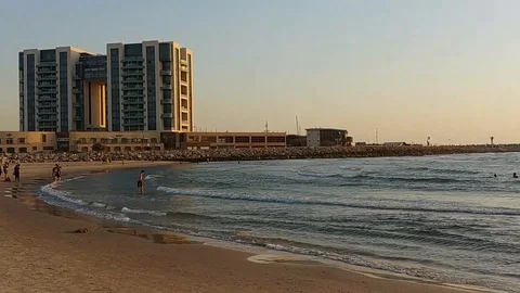 Herzliya Beach - Sunset Stock Footage 92211426