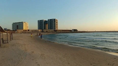Herzliya Beach - Sunset Stock Footage 92362385