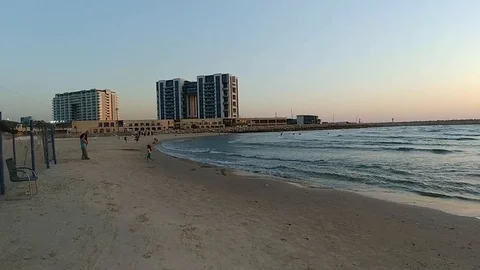 Herzliya Beach - Sunset Video stock 92800247