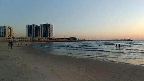 Herzliya Beach - Sunset Stock Footage 92811685