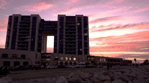 Herzliya Beach, Sunset at Sea, 스톡 동영상 125026341