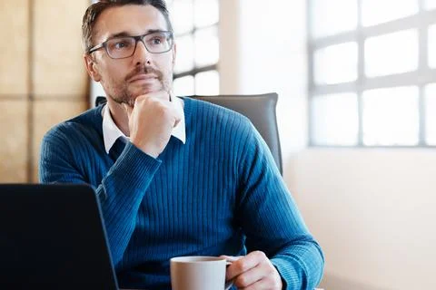 He's caught a thought train Stock Photos