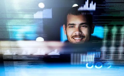 Hes fluent in many programming languages. Cropped shot of a male computer pro Foto stock