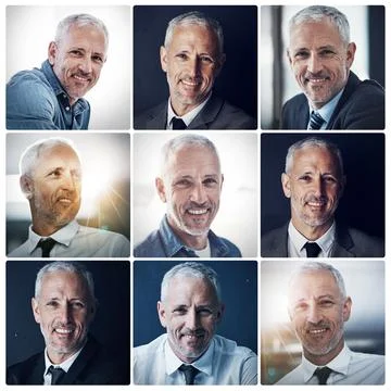 Hes a Jack of all trades. Composite shot of a mature businessman smiling Stock Photos