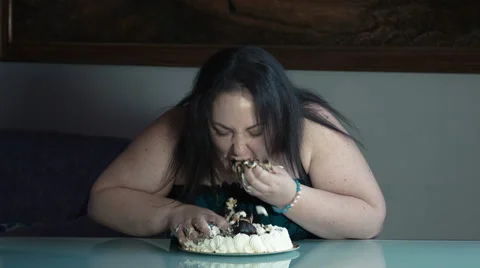 fat person eating cake cartoon