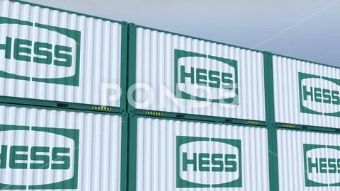 Hess logo Global Trade on the Move Shipping Containers with Logo and ...