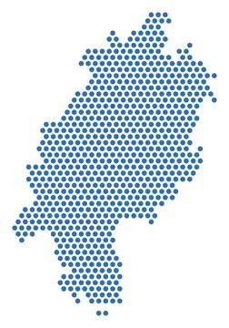 Hesse dotted map, blue dots, German federal state Illustrazione stock
