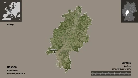 Hessen location. Germany. Satellite map Stock Footage 135339084