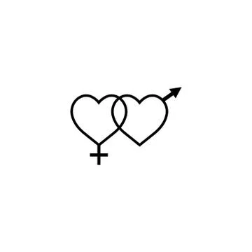 Heterosexual like hearts solid icon Stock Illustration