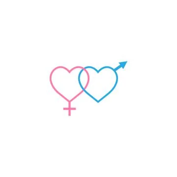 Heterosexual like hearts solid icon Stock Illustration