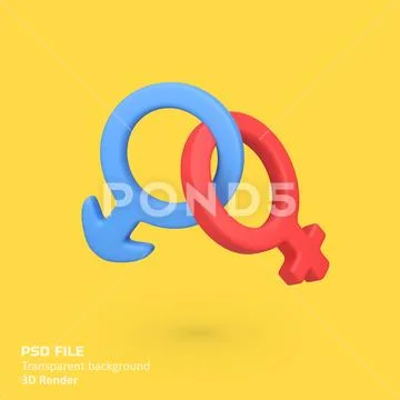Heterosexual symbol isolated 3d render icon illustration PSD-Vorlage