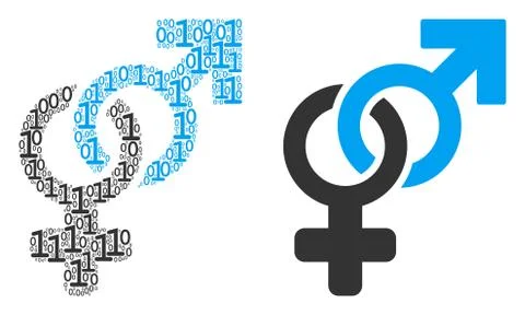 Heterosexual Symbol Mosaic of Binary Digits 스톡 일러스트
