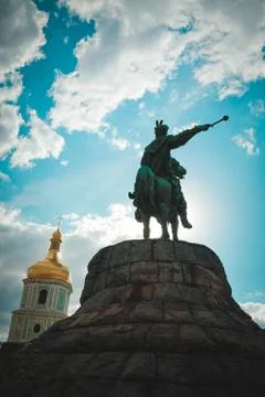 Hetman Bohdan Khmelnytsky statue in Kiev Stock Photos
