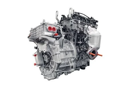 HEV car engine block, Hybrid Electric Vehicles Engine block isolated on whi.. Stock Photos
