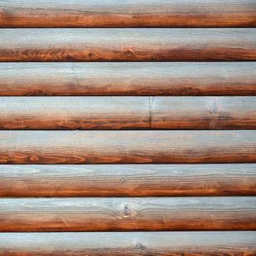 Hewn timber. Rustic log wall horizontal timber background Stock Photos