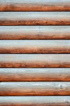 Hewn timber. Rustic log wall horizontal timber background Stock Photos