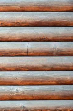 Hewn timber. Rustic log wall horizontal timber background Stock Photos
