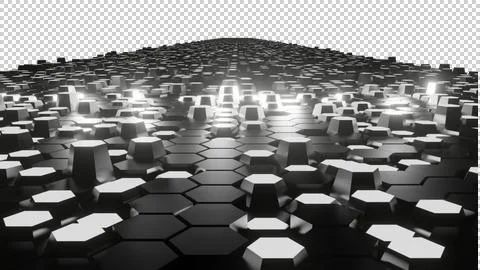 Hex Blocks White Diminishing Perspective futuristic technology background Stock Illustration