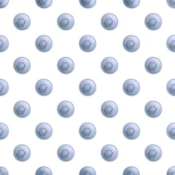 Hex bolt detail seamless pattern on white background Stock Illustration