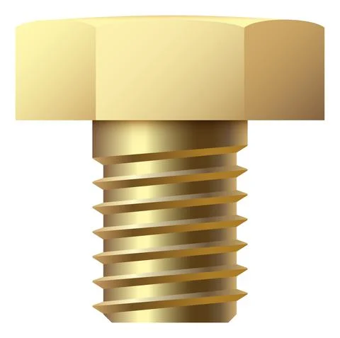 Hex bolt. Golden ridge thread side view Stock Illustration
