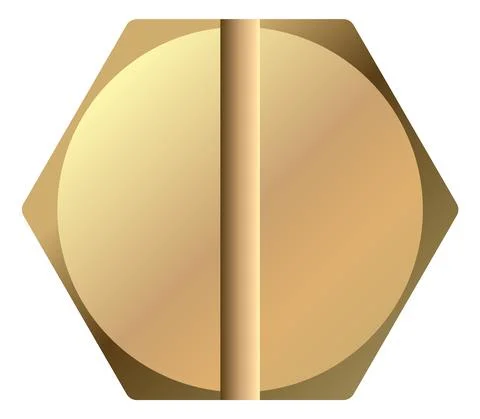 Hex bolt head top. Slotted gold pin screw Stock Illustration