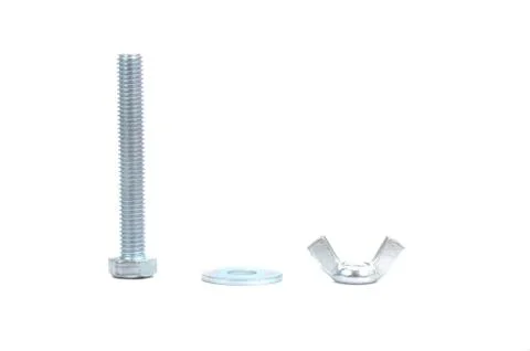 Hex bolt with hexagonal head isolated on white background. Stock Photos