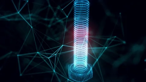 Hex Bolt hologram Close up Stock Footage 155029782