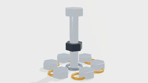 Hex bolt nut washer fastener set rotating loop Vídeos de archivo 340898394
