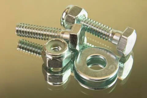Hex bolts with locknuts Stock Photos