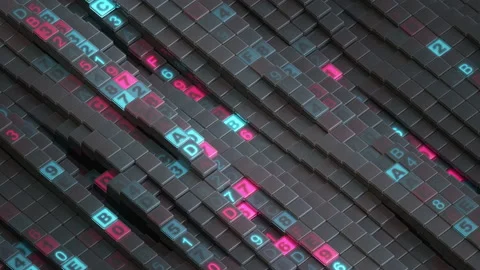Hex-code digital background seamless loop 3D render animation Stock Footage 217463035