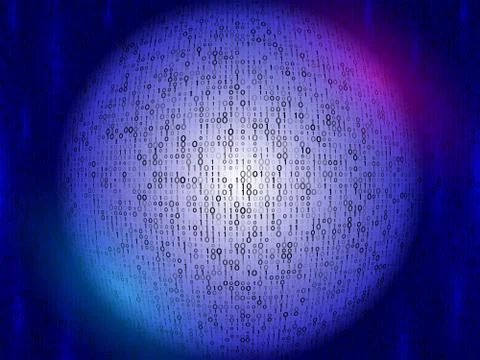 Hex code digital concept. Abstract digital sphere of binary code on a blue  b イラスト素材