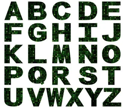 Hex code font isolated on white illustration Stock Illustration