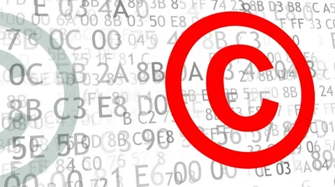 Hex code with red copyright icons Stock Footage 54844439