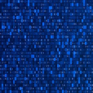 Hex code stream. Cyber security concept. Abstract digital data element. Matri Stock Illustration