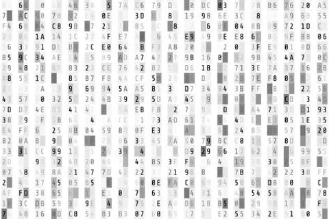 Hex code stream. Random hexadecimal code. Abstract digital data element. Matr Stock Illustration