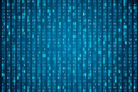 Hex code stream. Random hexadecimal code. Cyber security concept. Abstract di イラスト素材