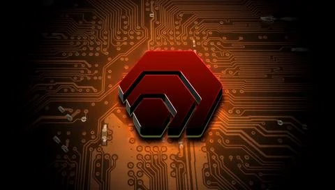 Hex cryptocurrency coin on colorful background, cryptocurrency concept Stock Illustration