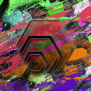 Hex cryptocurrency coin on colorful background, cryptocurrency concept Illustrazione stock