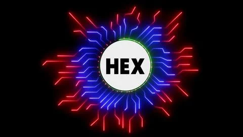 Hex cryptocurrency technology circuit design Stock Illustration