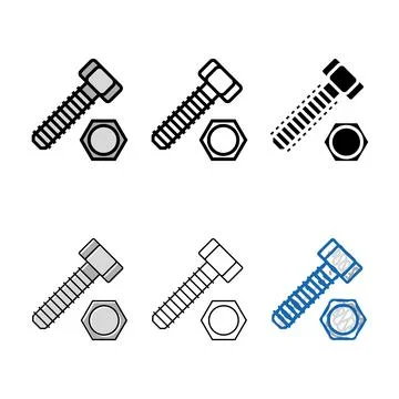 Hex head bolt designs color icon vector Stock Illustration