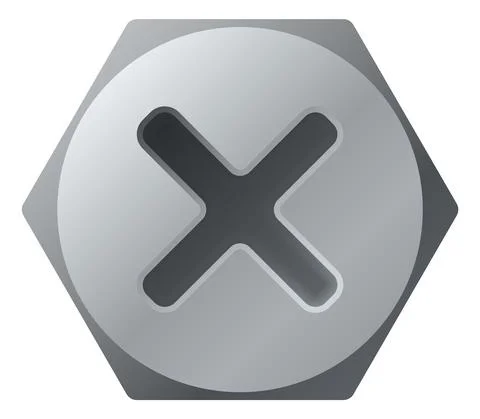 Hex head with cross drive socket. Bolt top Stock Illustration