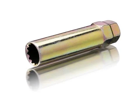 Hex key adapter for wheel nuts. removable key for car fasteners. The car tool is Stock Photos