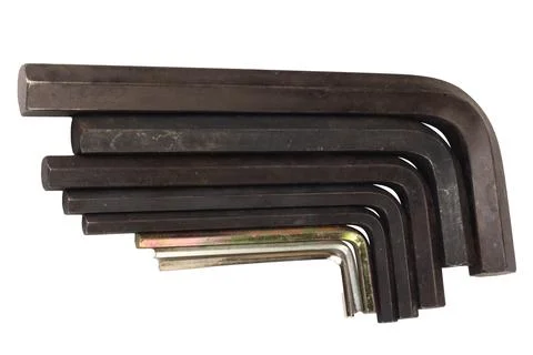 Hex key Dirty Old isolated on white background Stock Photos