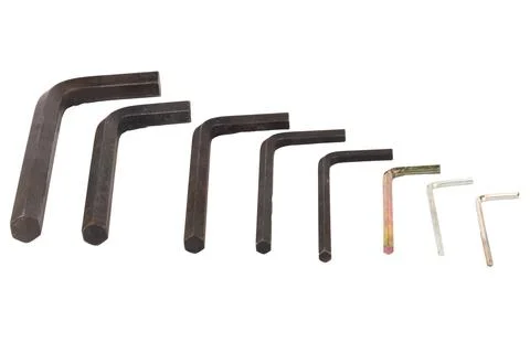 Hex key Dirty Old isolated on white background Stock Photos