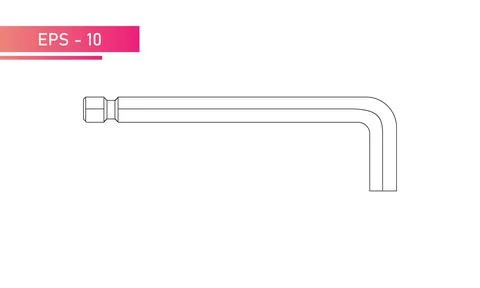 Hex key for the master. Linear design. On a white background. Flat vector Stock Illustration