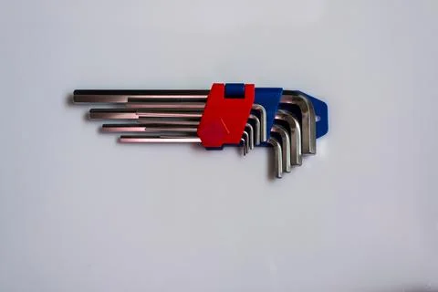 Hex Key Set on White Background Stock Photos