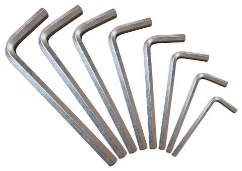 Hex Key Silver Set Arc Isolated Stock Photos