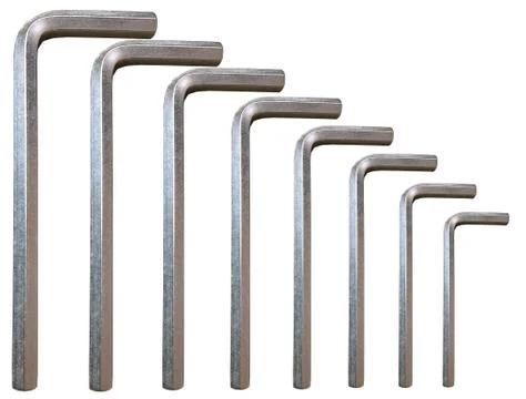 Hex Key Silver Set Isolated Stock Photos