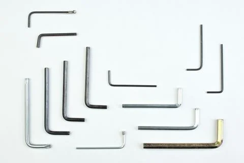 Hex key on white background. Tools. Top view. Stock Photos