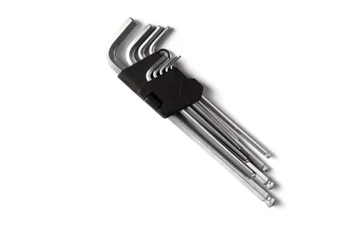 Hex keys set isolated on white background. Work tools for repair. Stock Photos